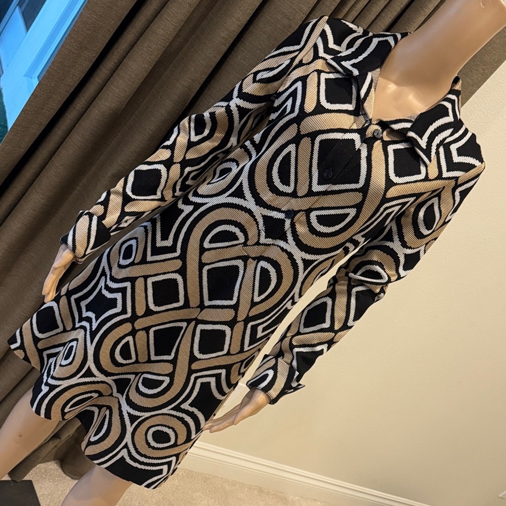 Diane Von Furstenberg Black and Gold Geometric Dress